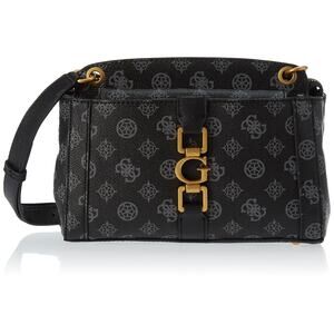 GUESS Womens Black Briana Logo Society Crossbody Bag - Iconic Designer Purse